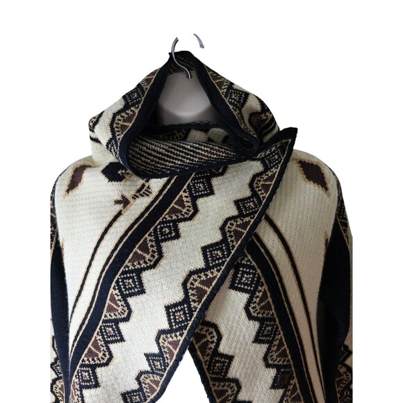 NWT II Sisters black cream gold yellow wrap front long cardigan sweater size S/M - Picture 4 of 16